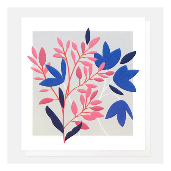 Blue & Pink Floral Blank Card