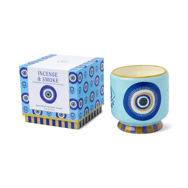 Evil Eye Ceramic Boxed Candle - Incense & Smoke
