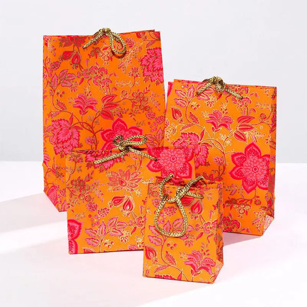 Floral Gift Bag - Orange
