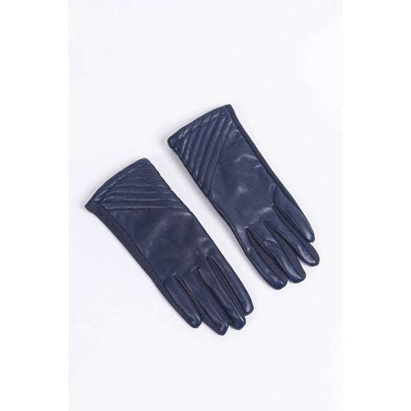 Vegan Leather Gloves - Navy Diagonal