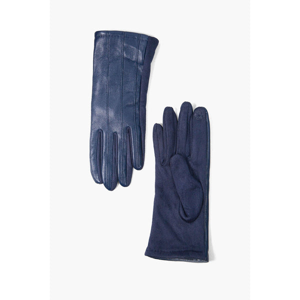 Vegan Leather Gloves - Navy Vertical