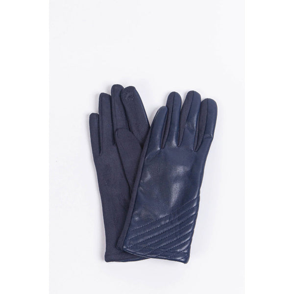 Vegan Leather Gloves - Navy Diagonal