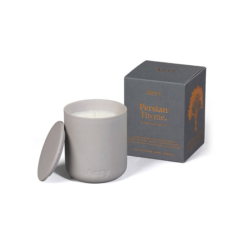 Persian Thyme Scented Candle - Light Grey Clay - Hemels