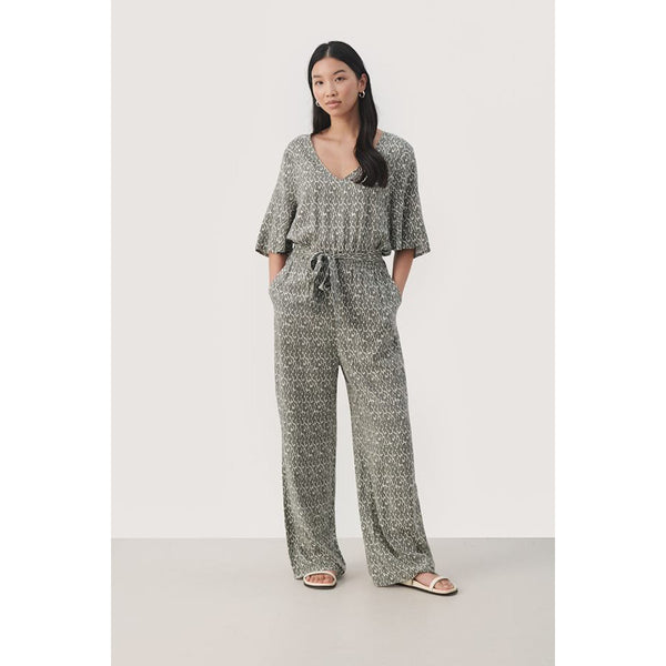 Adrienne Jumpsuit - Agave Green Graphic