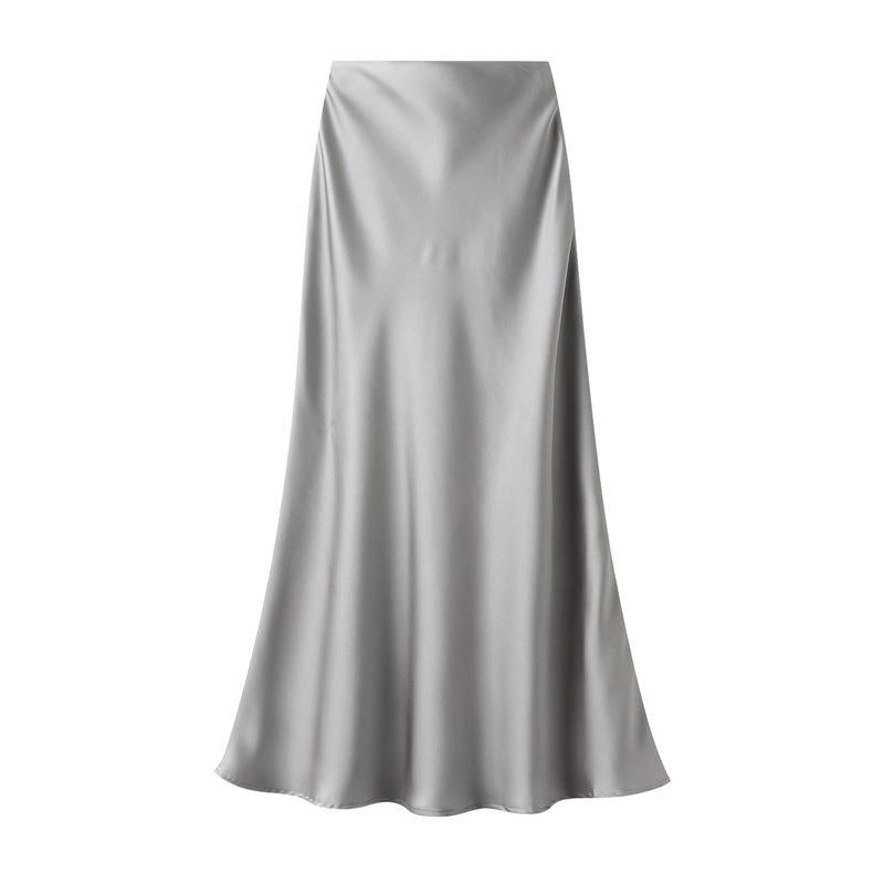 Anna Satin Skirt - Silver