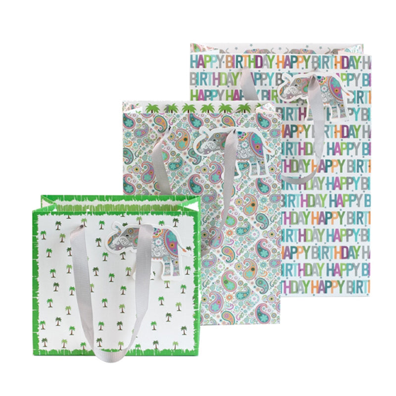 Assorted Gift Bags - Paisley Elephants