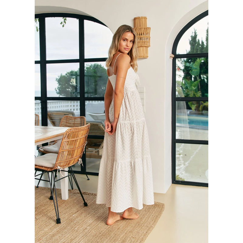 Bambi Embroidered Maxi Dress - White Riviera