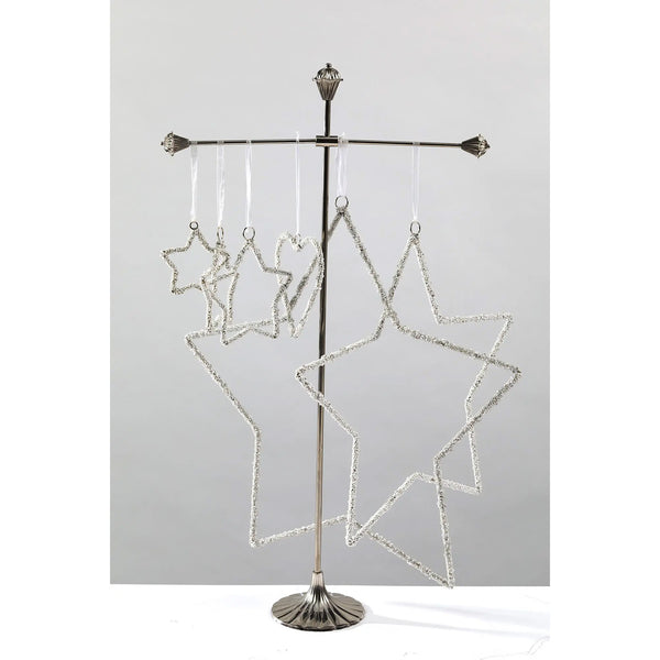 Beaded Stars Christmas Decorations - Silver