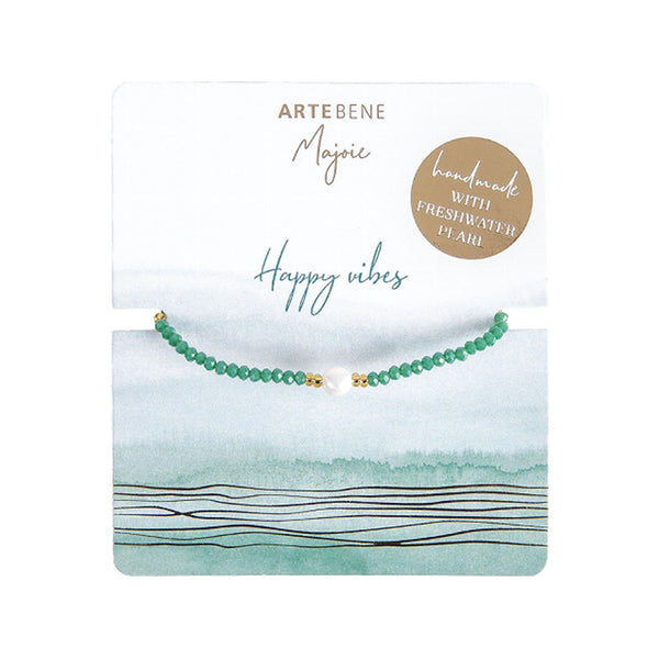 Beaded Pearl Bracelet - Happy Vibes