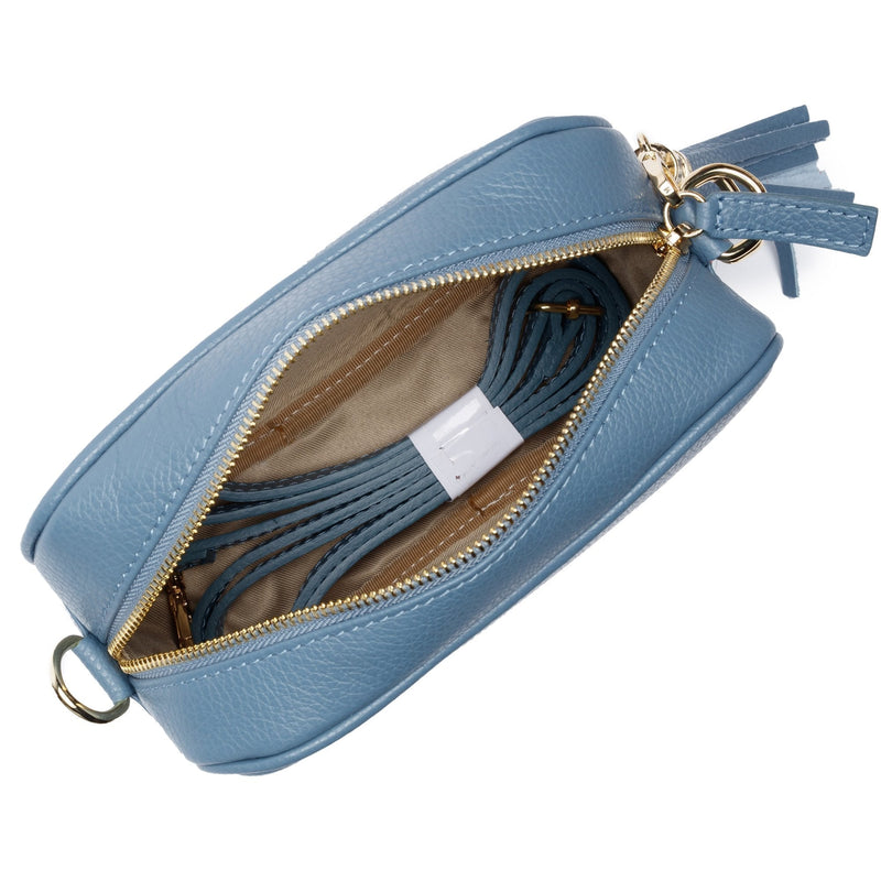 Crossbody Bag - Light Blue with Champagne Strap