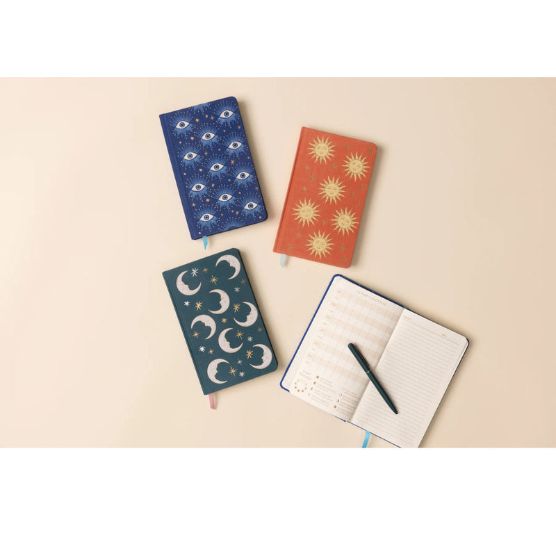 Celestial Bookcloth Journal - Teal Moon