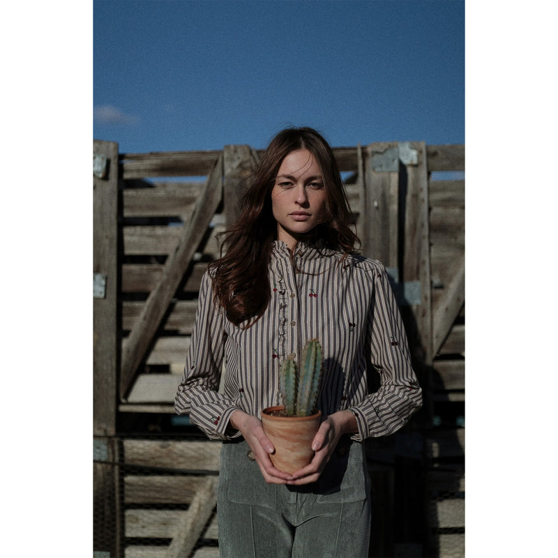 Cera Blouse - Burgundy Stripes