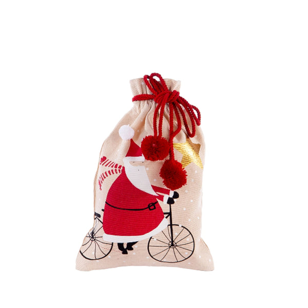 Christmas Cotton Bag - Santa Bicycle