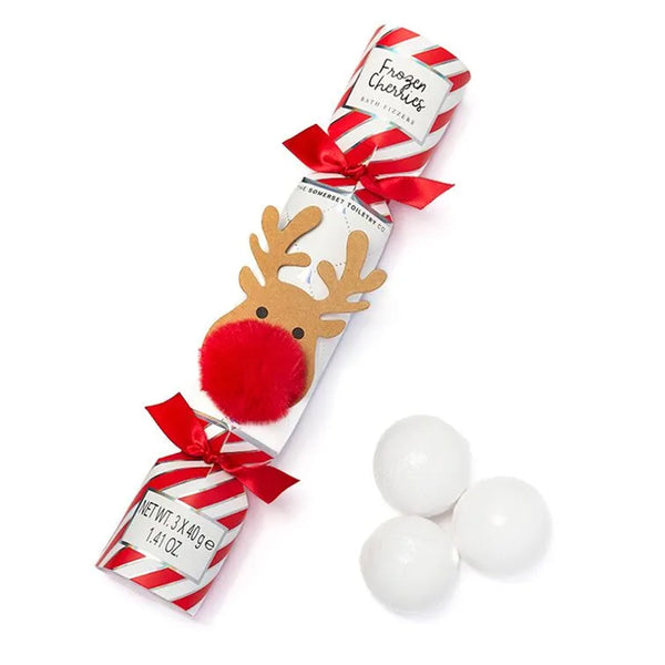 Christmas Bath Fizzers Cracker - Reindeer Frozen Cherries