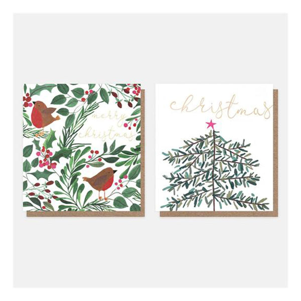 Christmas Foliage Robin Charity Cards - Pack of 8