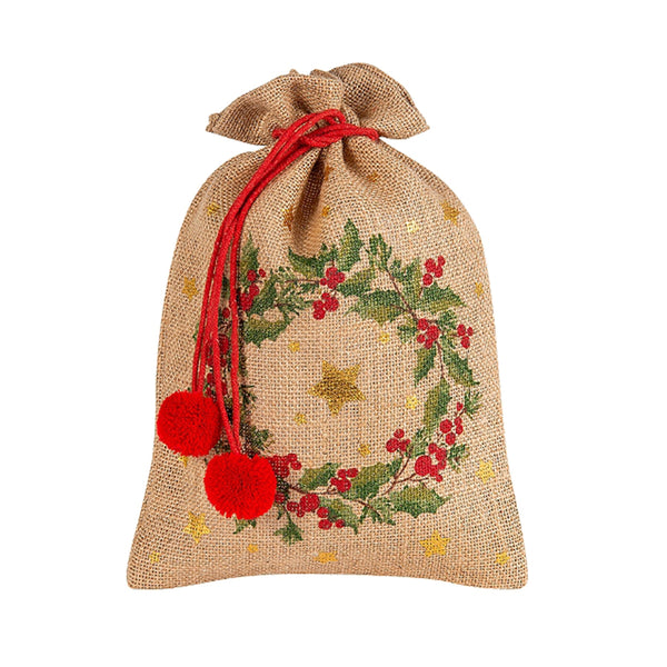 Christmas Jute Bag - Wreath