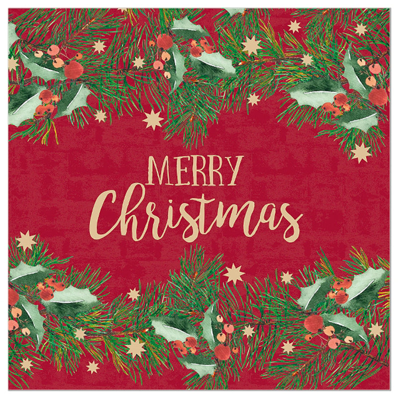 Christmas Napkins - Red Merry Christmas