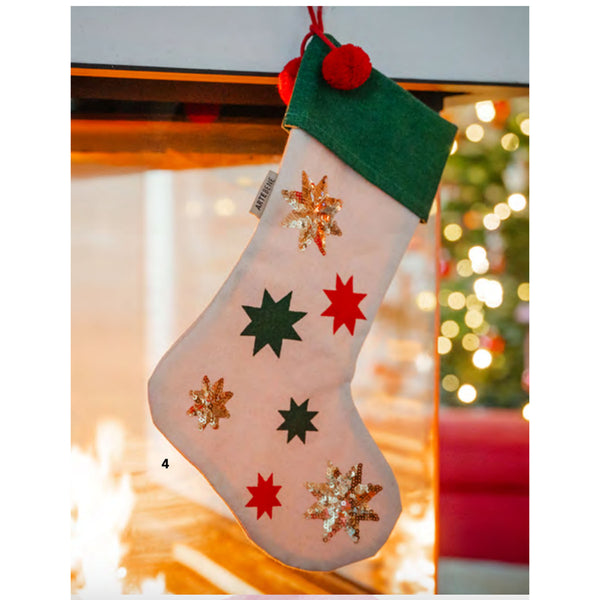 Christmas Stocking - White Stars