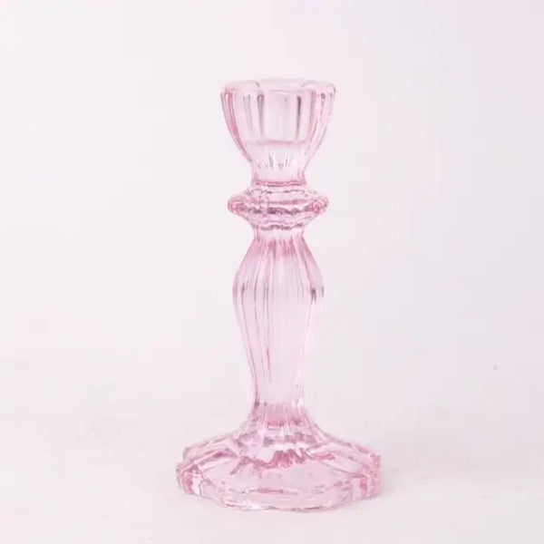 Classic Glass Candle Holder - Pink