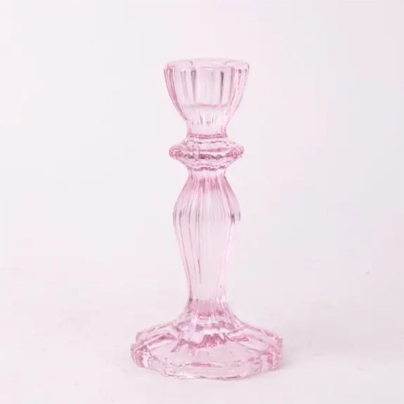 Classic Glass Candle Holder - Pink