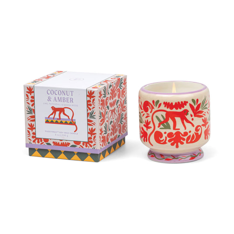 Adopo Jungle Ceramic Boxed Candle - Coconut & Amber