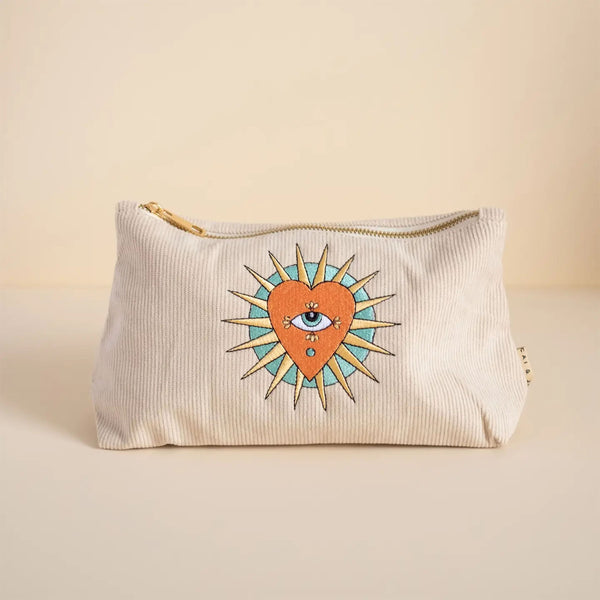Corduroy Makeup Pouch - Stone Heart