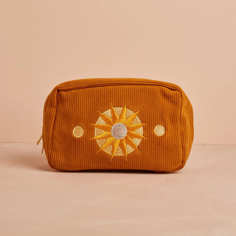 Corduroy Makeup Bag - Burnt Orange Sun