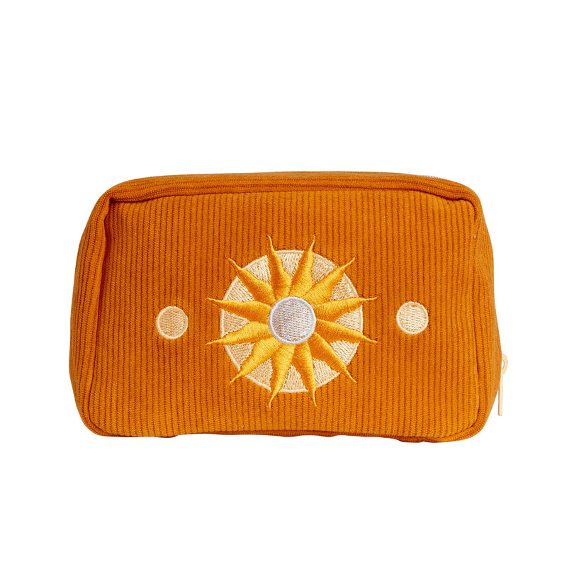 Corduroy Makeup Bag - Burnt Orange Sun