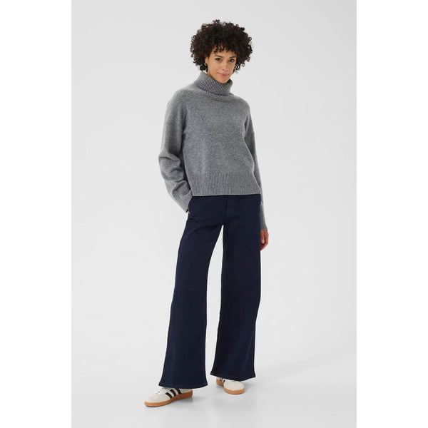 Corina Roll Neck Jumper - Medium Grey Melange