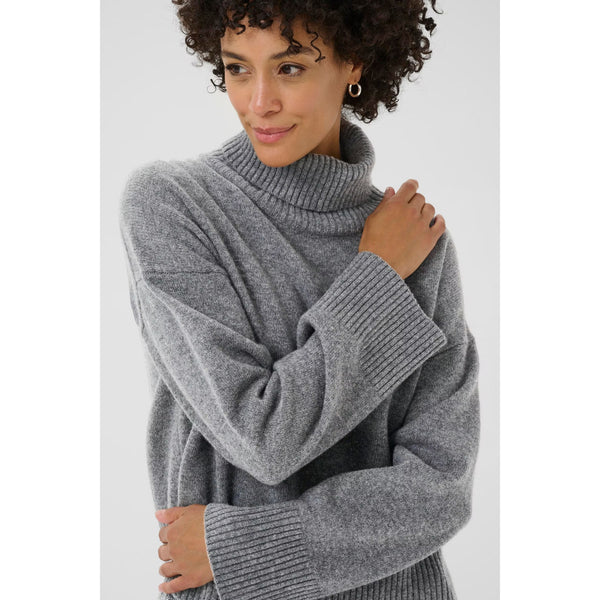 Corina Roll Neck Jumper - Medium Grey Melange