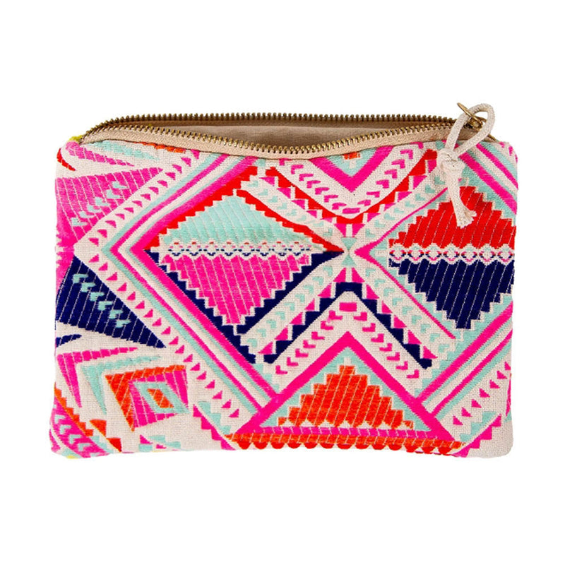 Cosmetic Cotton Pouch - Pink Aztec