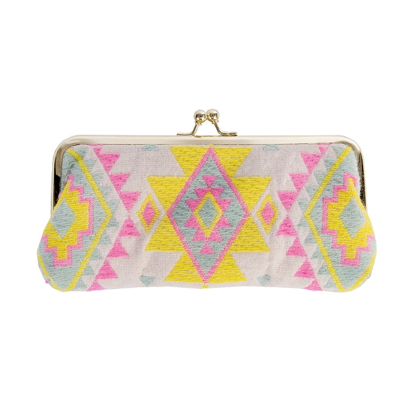 Cotton Cosmetic Bag - Neon Aztec