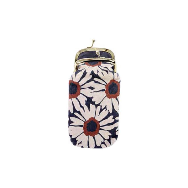 Cotton Glasses Pouch - Brown Daisy