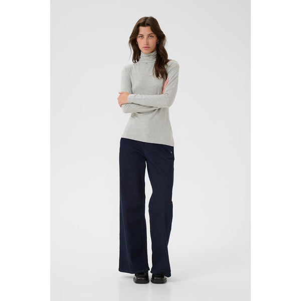 Efinas Long Sleeve Roll Neck T-Shirt - Medium Grey Melange