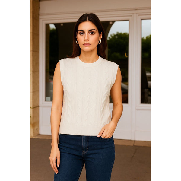 Elena Sleveless Knit - Ecru