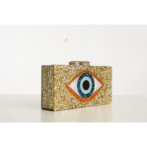 Evil Eye Purse - Gold with Copper Blue Eye