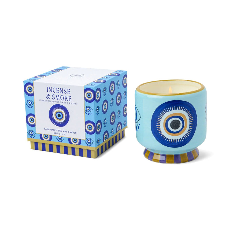 Adopo Evil Eye Ceramic Boxed Candle - Incense & Smoke