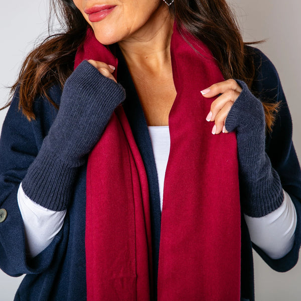 Freya Fingerless Gloves - Navy