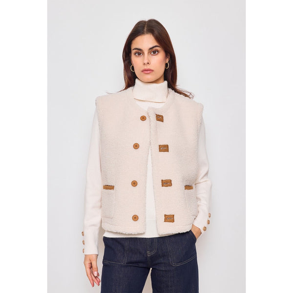 Giulia Reversible Sheepskin Gilet - Ecru