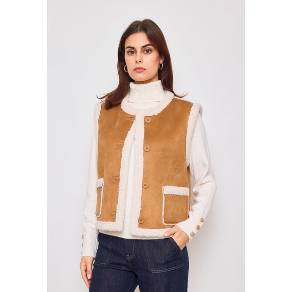 Giulia Reversible Sheepskin Gilet - Ecru