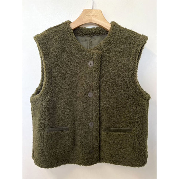 Giulia Reversible Sheepskin Gilet - Khaki