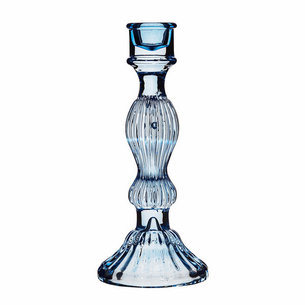 Glass Vintage Candle Holder - Blue