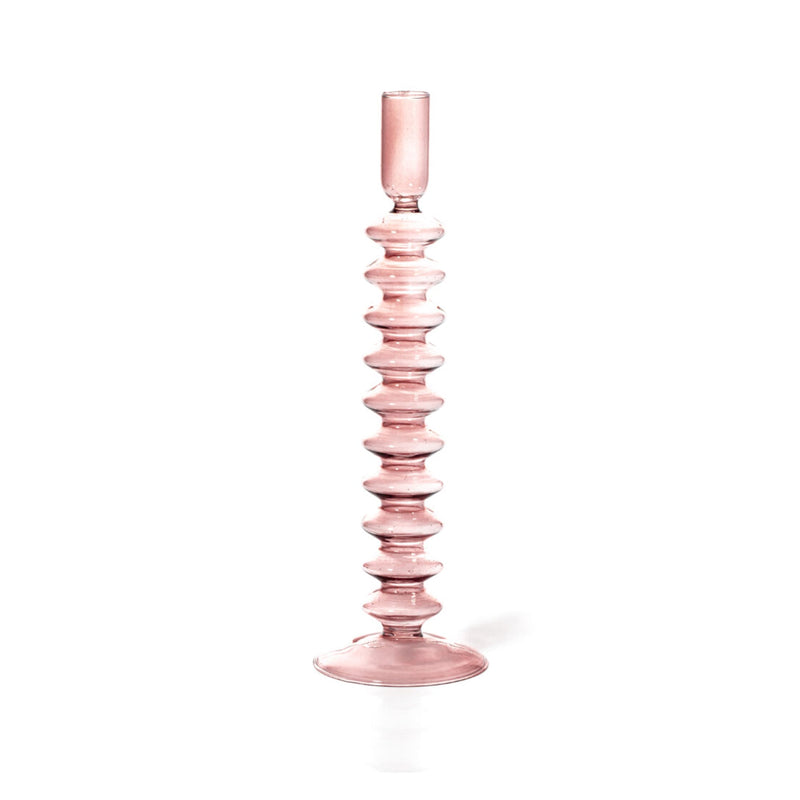 Glass Taper Candle Holder - Rose Quartz