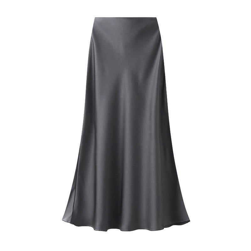 Anna Satin Skirt - Gunmetal