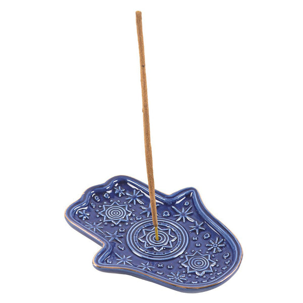 Hamsa Hand Incense Holder Dish  - Dark Blue