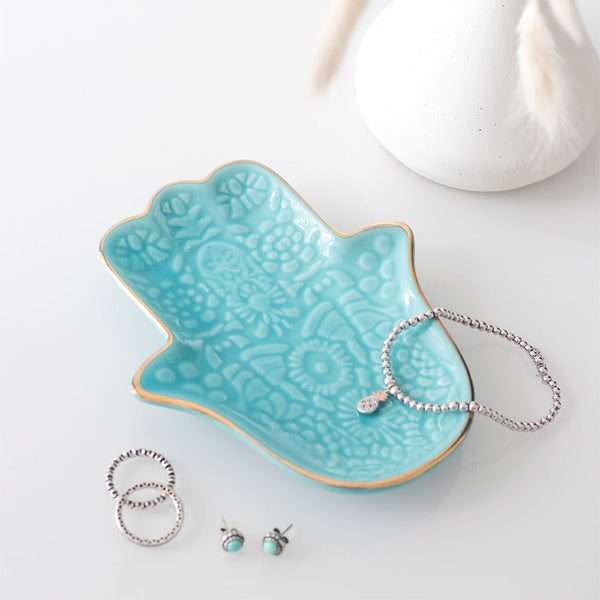 Hamsa Hand Jewellery Dish - Turquoise