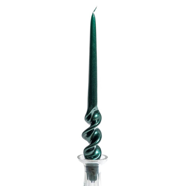 Hand Turned Taper Candle - Bottle Green
