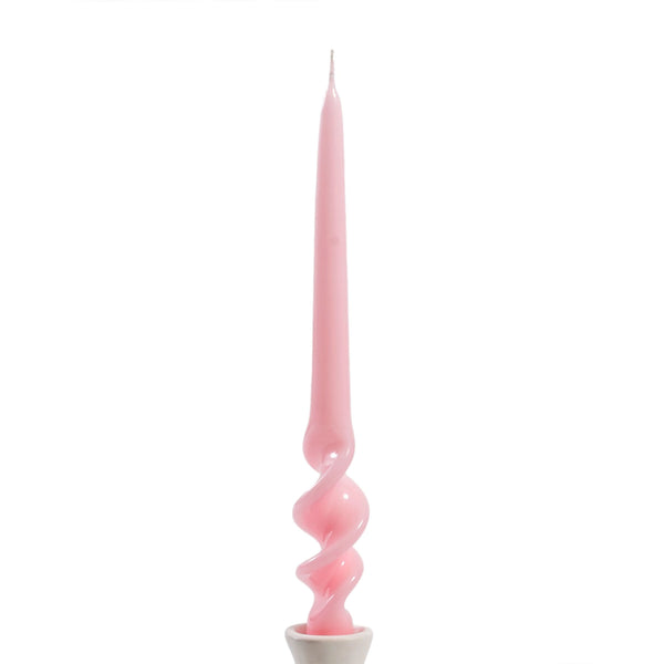 Hand Turned Taper Candle - Pink