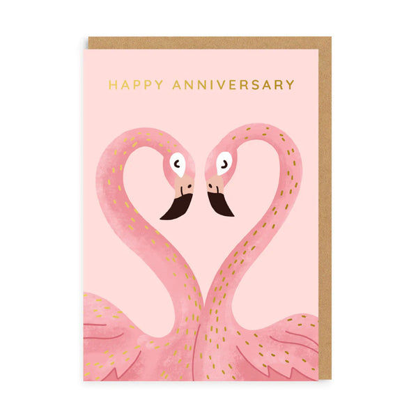 Happy Anniversary Flamingos Card