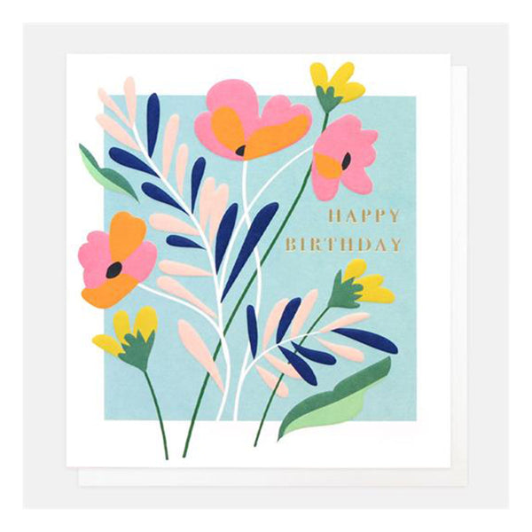 Happy Birthday Blue Floral Card